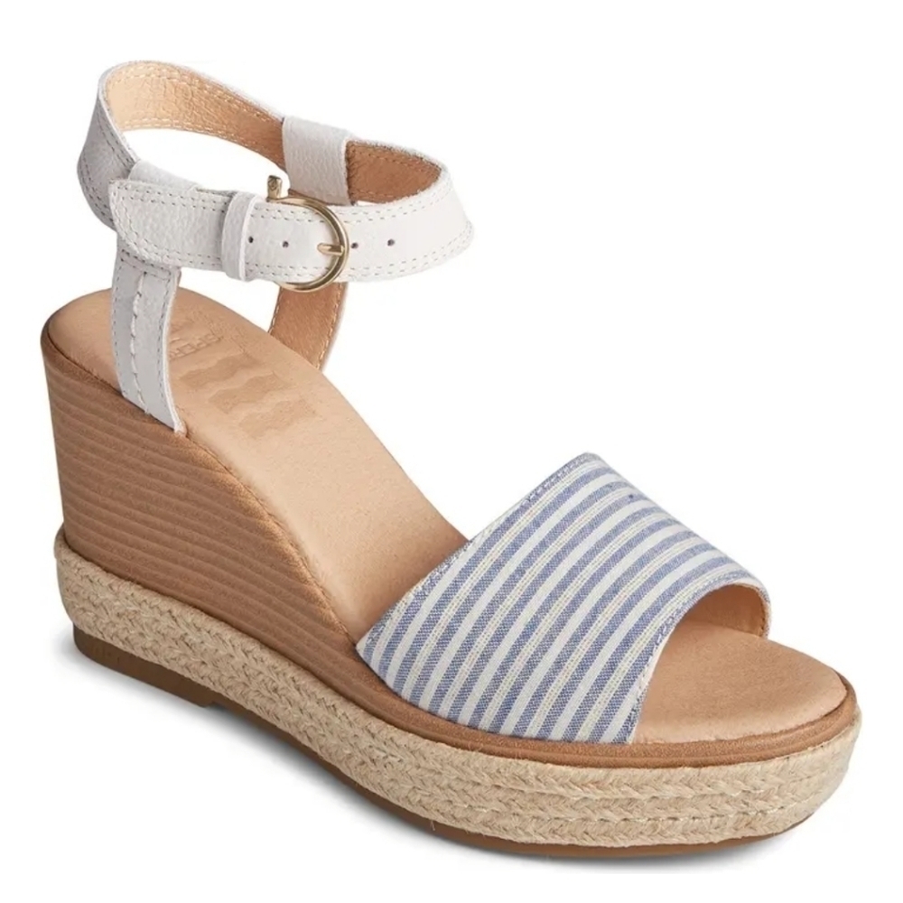 Sperry Top-Sider Fairwater Striped Wedge Sandal size 10 women New In Box - Picture 2 of 6